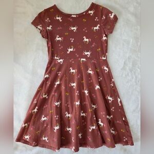 Jumping Beans Unicorn Print Skater Fit & Flare Dress - Brownish Size 7